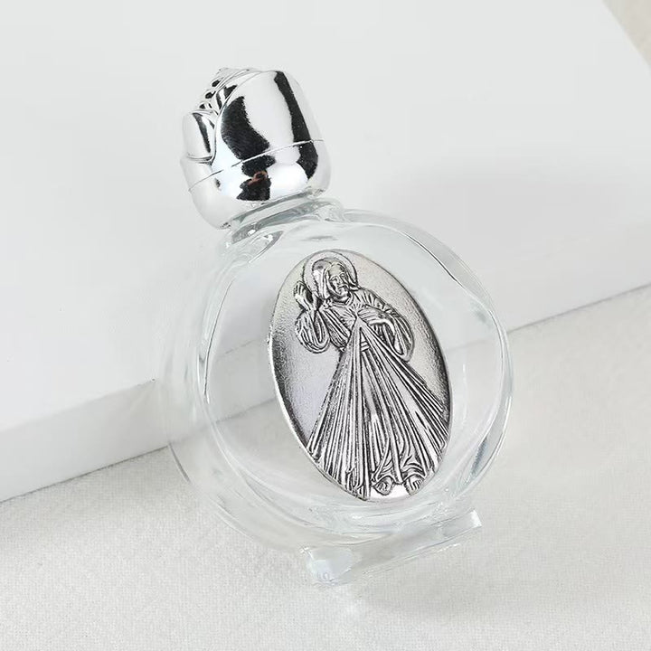 Christianartworkshop Weihwasserflasche mit geprägter heiliger Ikone: Trage seine Fürsorge in spirituellen Momenten bei dir. - Runde Flasche - Göttliche Barmherzigkeit - Silber - image 43
