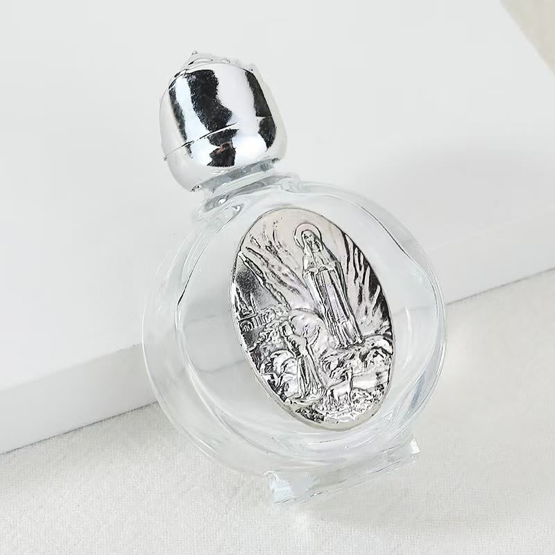 Christianartworkshop Weihwasserflasche mit geprägter heiliger Ikone: Trage seine Fürsorge in spirituellen Momenten bei dir. - Runde Flasche - Unsere Liebe Frau von Fatima - Silber - image 41