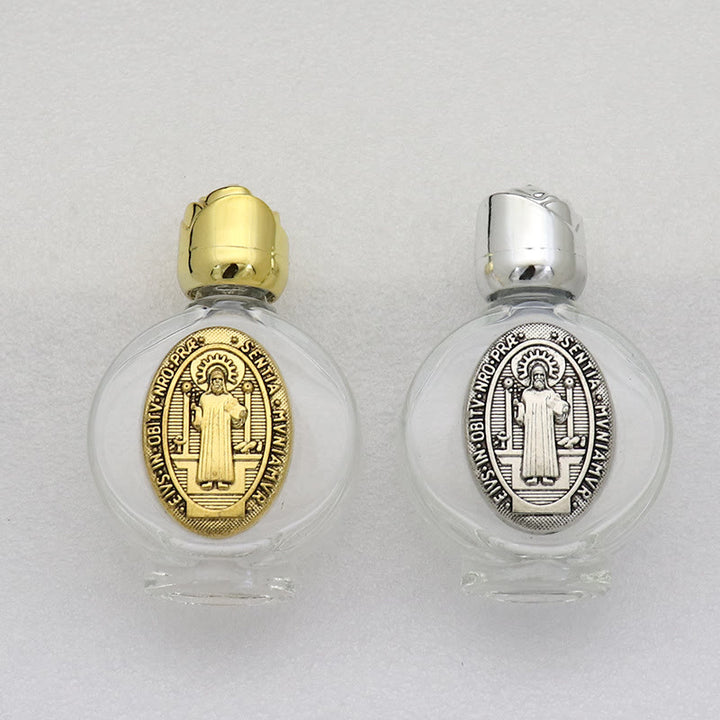 Christianartworkshop Weihwasserflasche mit geprägter heiliger Ikone: Trage seine Fürsorge in spirituellen Momenten bei dir. - image 0
