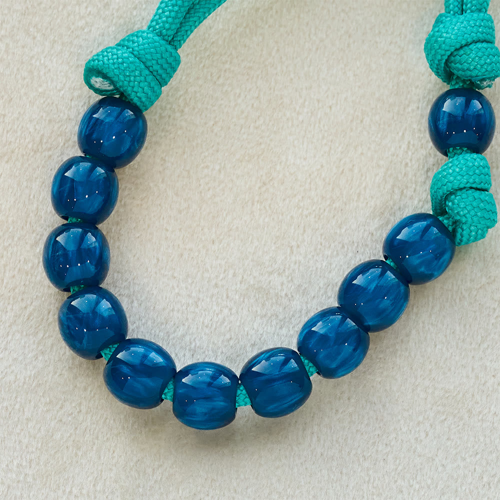 Christianartworkshop Rosenkranz mit marineblauen Perlen und türkisfarbener Kordel, verziert mit dem Heiligen Michael - image 5