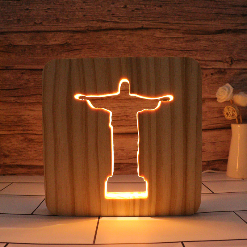 Christianartworkshop Christbaumschmuck aus Holz: Jesus, Kreuz, Taube, Herz – eine leuchtende Verkörperung seiner strahlenden Gnade - Jesus - 7,48''*7,48''/19*19cm - image 0