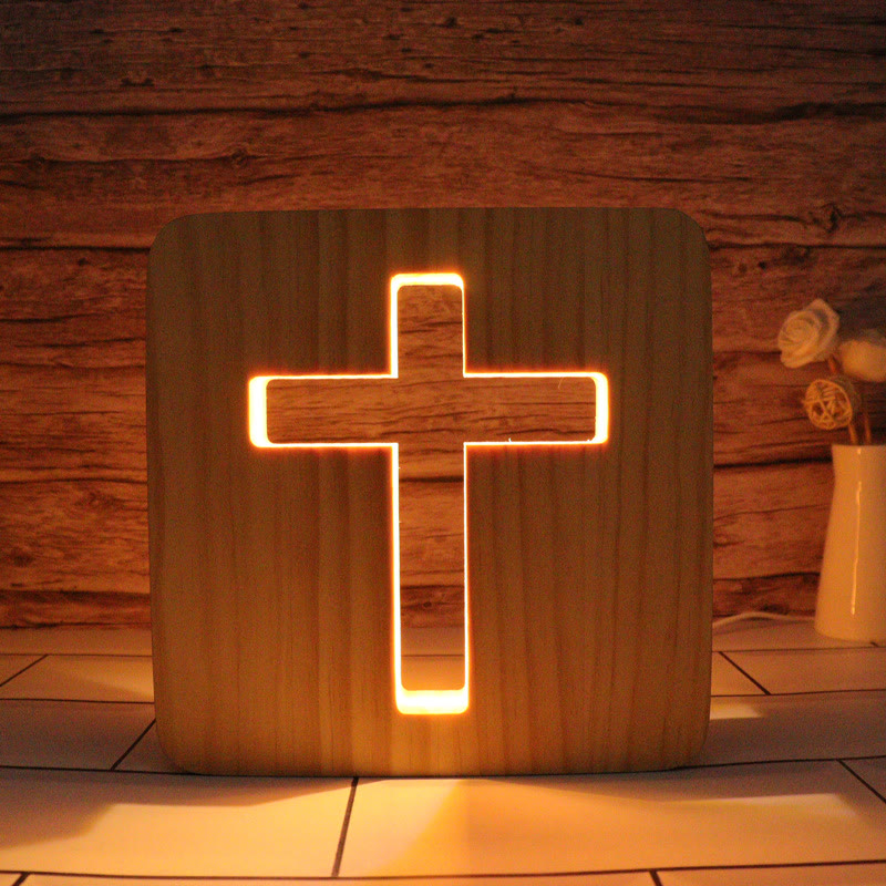 Christianartworkshop Christbaumschmuck aus Holz: Jesus, Kreuz, Taube, Herz – eine leuchtende Verkörperung seiner strahlenden Gnade - Kreuzen - 7,48''*7,48''/19*19cm - image 1