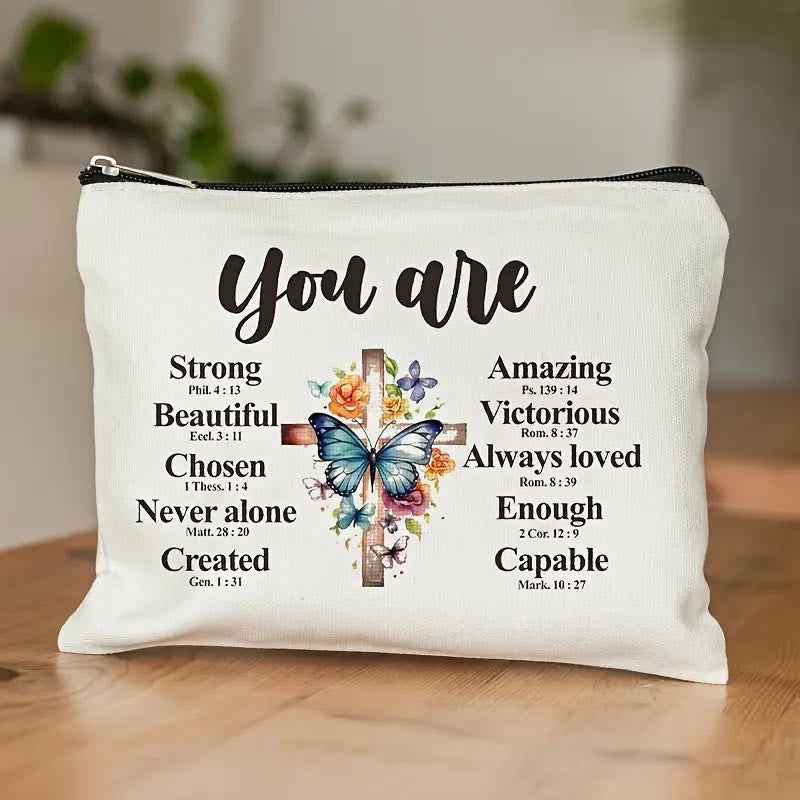 Christianartworkshop Reise-Kosmetiktasche mit Bibelvers-Affirmation: Verkörpere seine ermutigende Wahrheit - Du bist - image 0