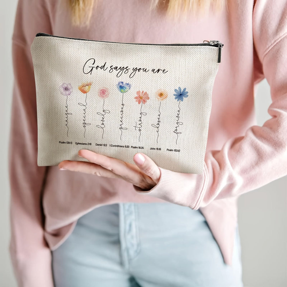 Christianartworkshop Gott sagt, du bist – Schriftstellen-Affirmation – Reise-Kosmetiktasche: Verkörpere seine liebende Wahrheit - image 1