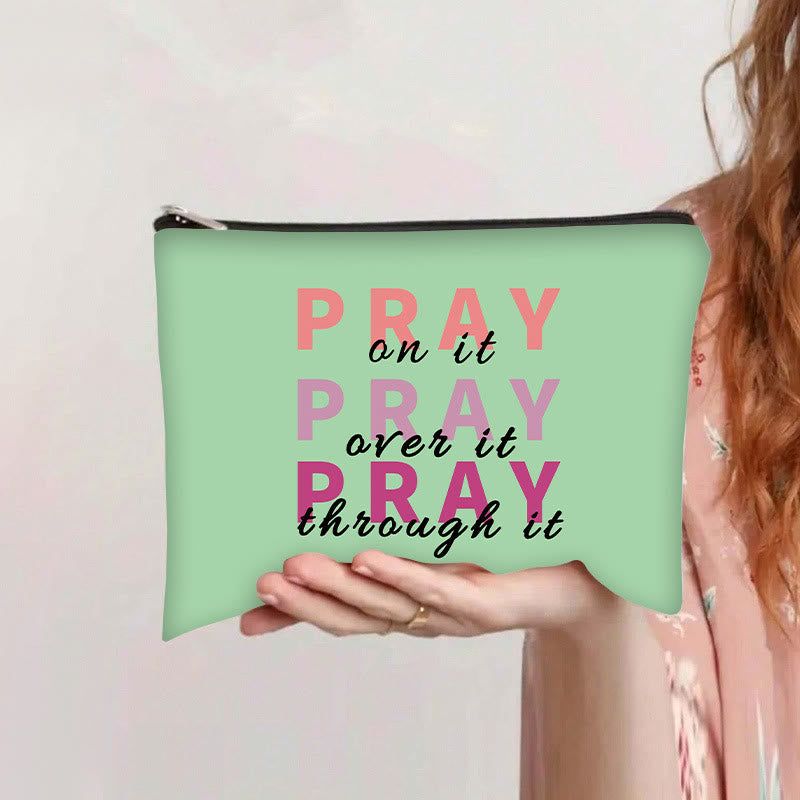 Christianartworkshop Pray On It, Pray Over It, Pray Through It Reisekosmetiktasche - Grün - image 0