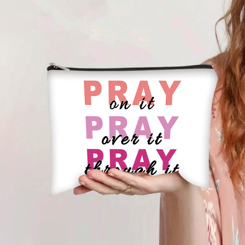 Christianartworkshop Pray On It, Pray Over It, Pray Through It Reisekosmetiktasche - Weiß - image 5