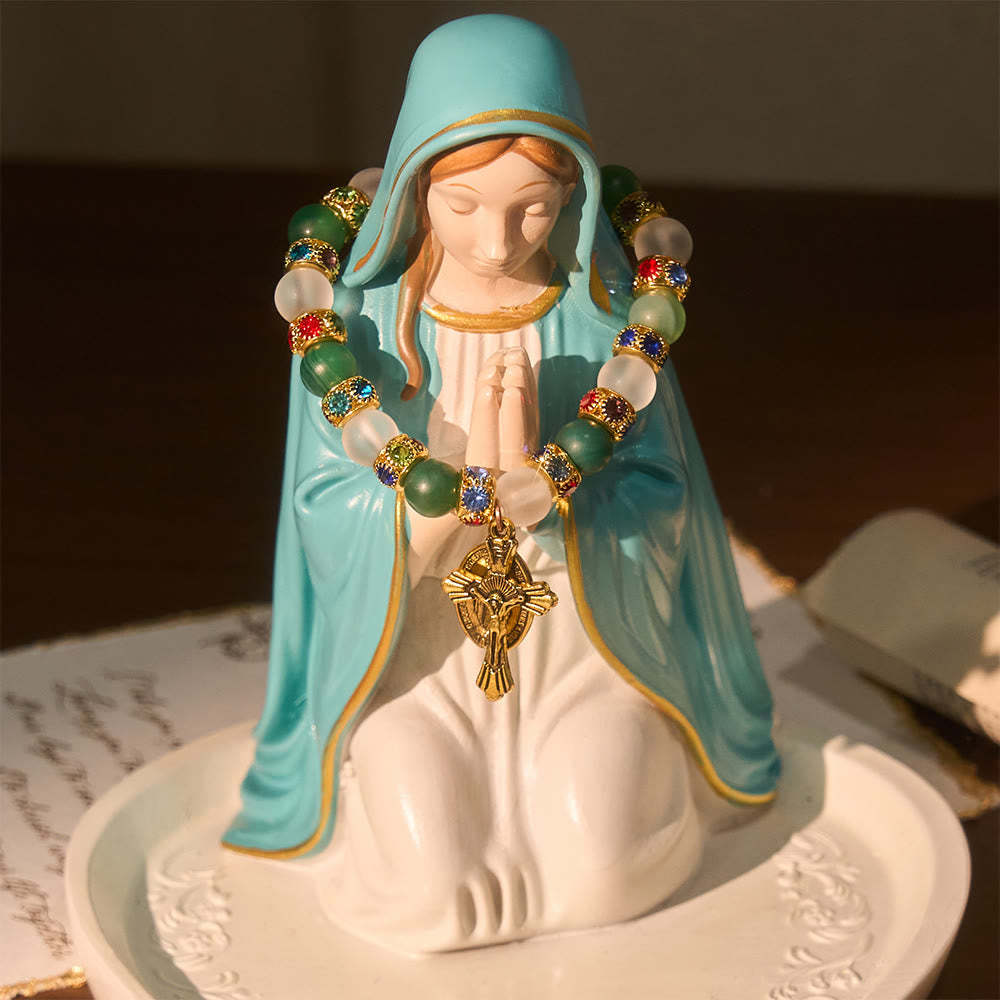Christianartworkshop Glattes, mattiertes Achat-Kreuz & Marienarmband: Eine Erinnerung an seine zärtliche Liebe - image 2