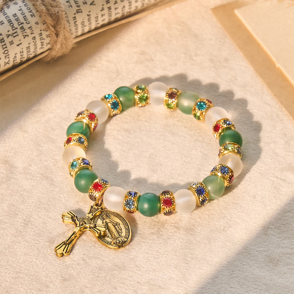 Christianartworkshop Glattes, mattiertes Achat-Kreuz & Marienarmband: Eine Erinnerung an seine zärtliche Liebe - image 3