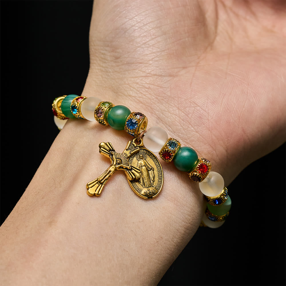 Christianartworkshop Glattes, mattiertes Achat-Kreuz & Marienarmband: Eine Erinnerung an seine zärtliche Liebe - image 1