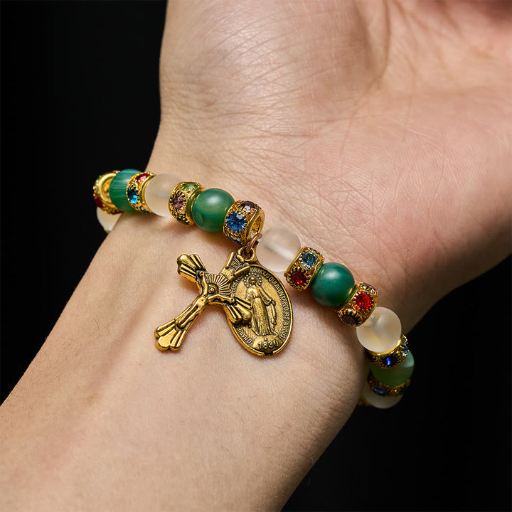 Christianartworkshop Glattes, mattiertes Achat-Kreuz & Marienarmband: Eine Erinnerung an seine zärtliche Liebe - image 1