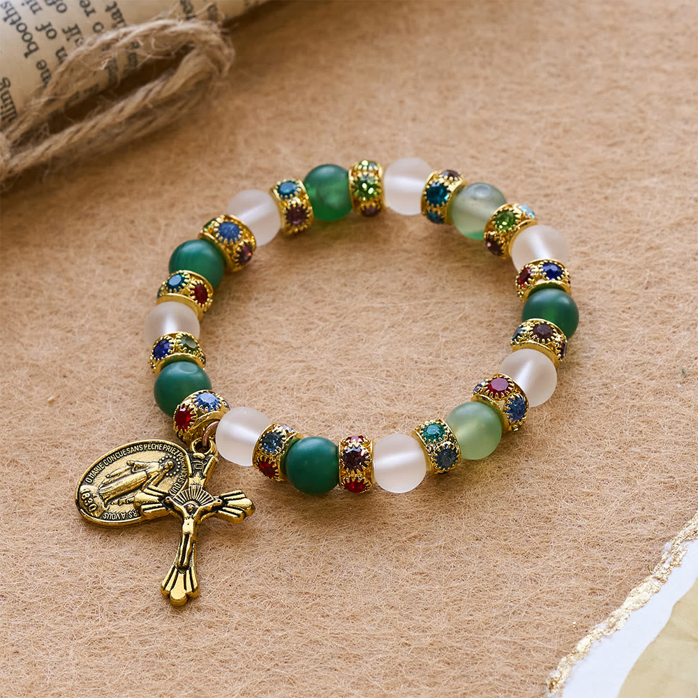 Christianartworkshop Glattes, mattiertes Achat-Kreuz & Marienarmband: Eine Erinnerung an seine zärtliche Liebe - image 5