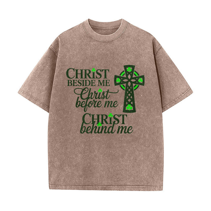 Christianartworkshop „Christ Beside Me“ – Unisex-T-Shirt mit keltischem Kreuz: Trage seine allgegenwärtige Gegenwart - Braun - 5XL - image 6