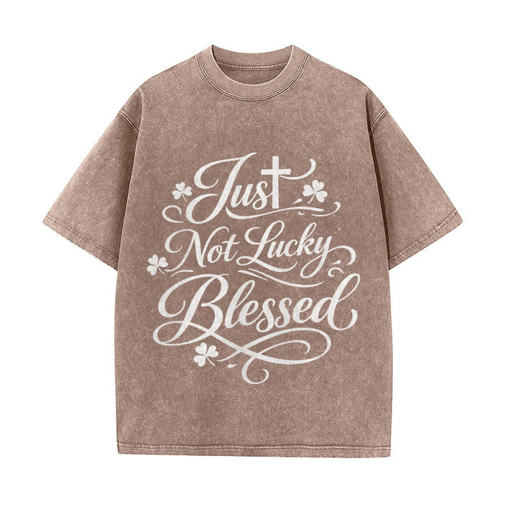 Christianartworkshop Just Not Lucky, Gesegnetes Kreuz & Kleeblatt Unisex-T-Shirt (vorgewaschen) - Braun - 5XL - image 7