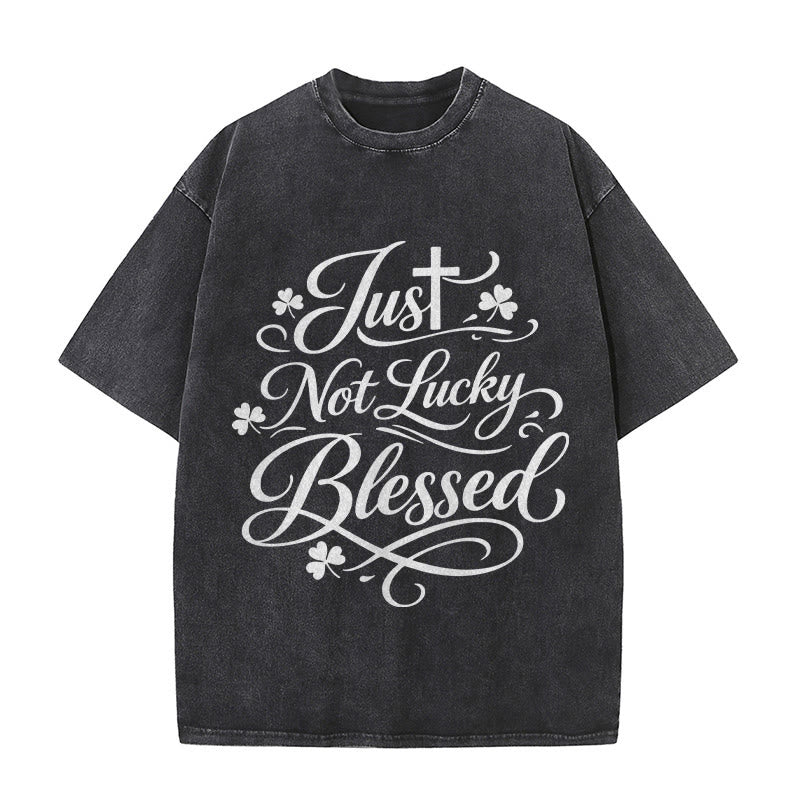 Christianartworkshop Just Not Lucky, Gesegnetes Kreuz & Kleeblatt Unisex-T-Shirt (vorgewaschen) - Schwarz - 5XL - image 4