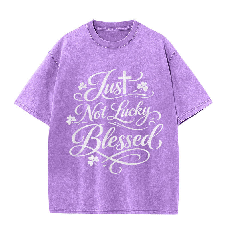 Christianartworkshop Just Not Lucky, Gesegnetes Kreuz & Kleeblatt Unisex-T-Shirt (vorgewaschen) - Lila - 5XL - image 10