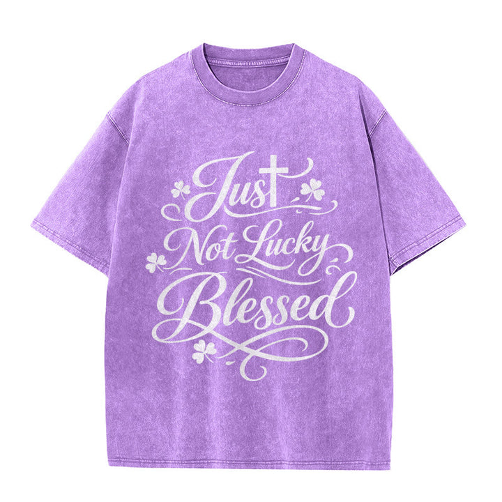 Christianartworkshop Just Not Lucky, Gesegnetes Kreuz & Kleeblatt Unisex-T-Shirt (vorgewaschen) - Lila - 5XL - image 10