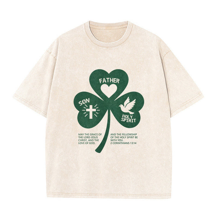 Christianartworkshop Dreifaltigkeits-Kleeblatt 2 Korinther 13:14 Unisex-T-Shirt (vorgewaschen) - Beige - 5XL - image 8