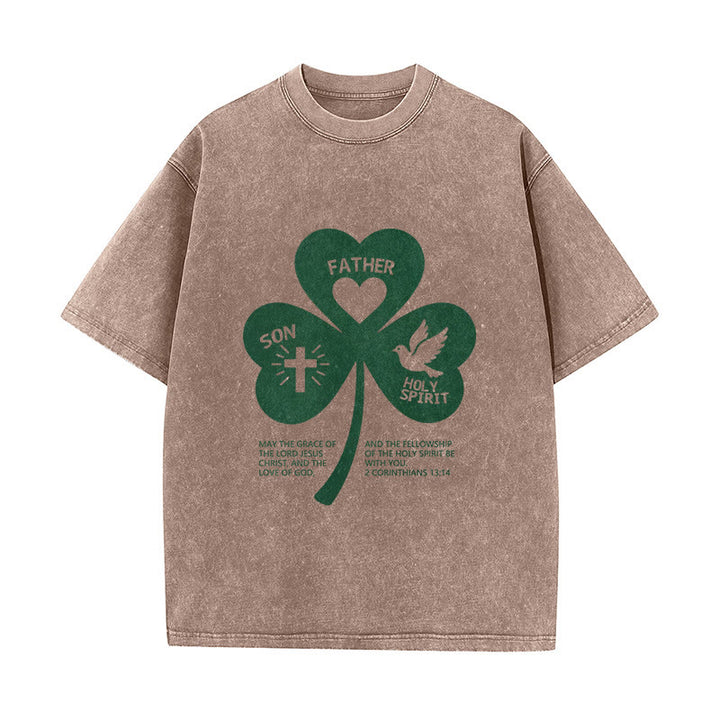 Christianartworkshop Dreifaltigkeits-Kleeblatt 2 Korinther 13:14 Unisex-T-Shirt (vorgewaschen) - Braun - 5XL - image 9