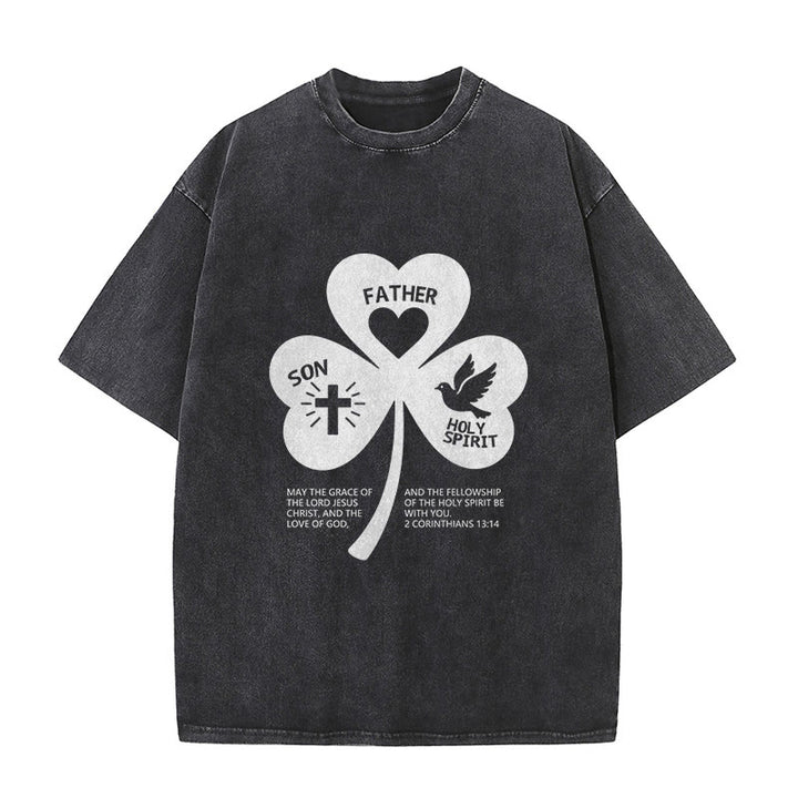 Christianartworkshop Dreifaltigkeits-Kleeblatt 2 Korinther 13:14 Unisex-T-Shirt (vorgewaschen) - Schwarz - 5XL - image 6