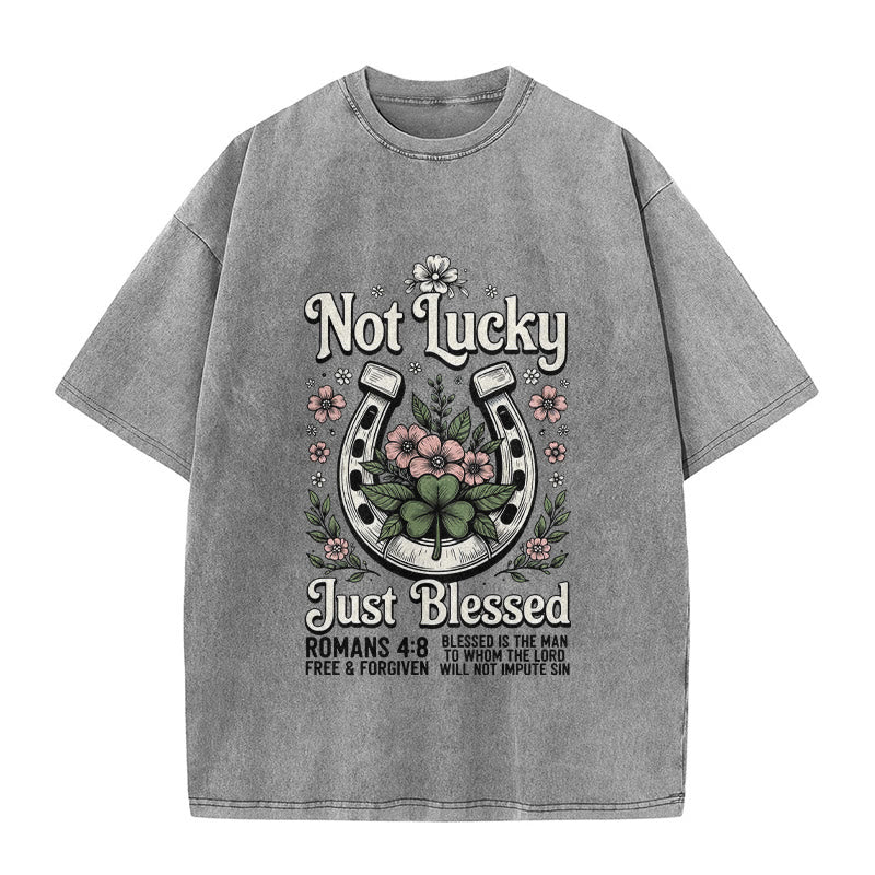 Christianartworkshop „Nicht glücklich, nur gesegnet“ Römer 4,8 Unisex-T-Shirt (vorgewaschen) - Grau - 5XL - image 6