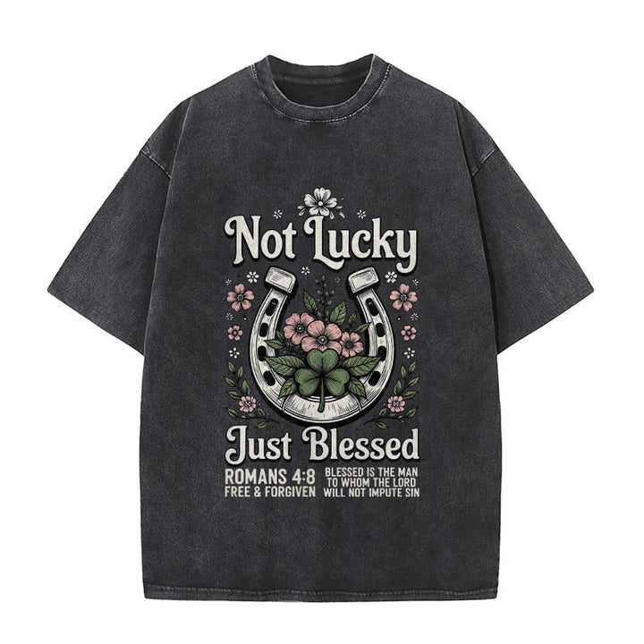 Christianartworkshop „Nicht glücklich, nur gesegnet“ Römer 4,8 Unisex-T-Shirt (vorgewaschen) - Schwarz - 5XL - image 7