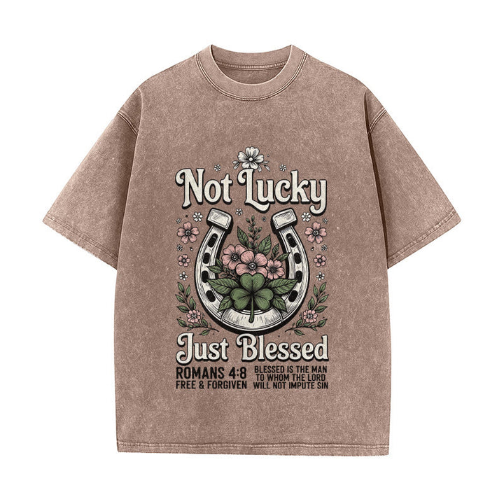 Christianartworkshop „Nicht glücklich, nur gesegnet“ Römer 4,8 Unisex-T-Shirt (vorgewaschen) - Braun - 5XL - image 9