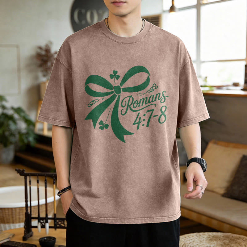 Christianartworkshop Nicht glücklich, einfach gesegnet Römer 4,7-8 Unisex-T-Shirt (vorgewaschen) - image 3
