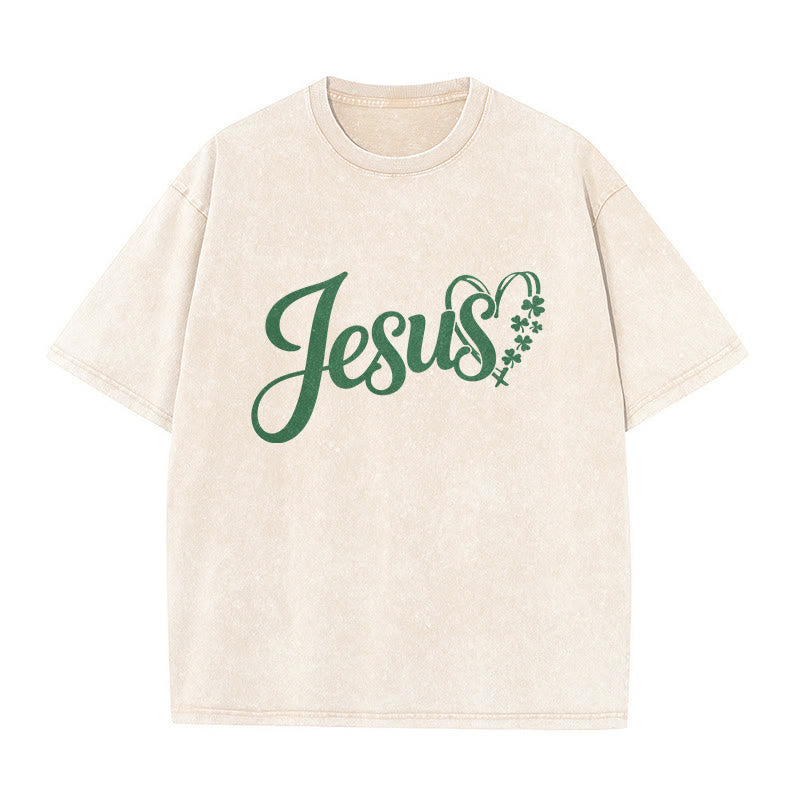 Christianartworkshop „Es ist niemals Glück, es ist immer Gott“ – Jesus Unisex-T-Shirt (vorgewaschen) - image 9