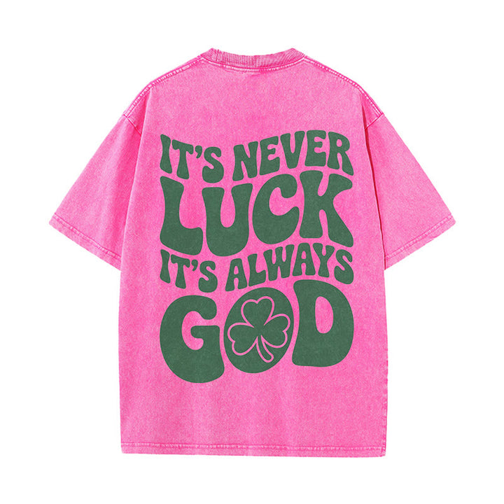 Christianartworkshop „Es ist niemals Glück, es ist immer Gott“ – Jesus Unisex-T-Shirt (vorgewaschen) - Rosa - 5XL - image 10