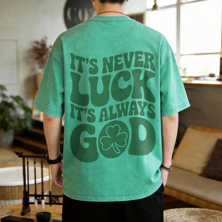 Christianartworkshop „Es ist niemals Glück, es ist immer Gott“ – Jesus Unisex-T-Shirt (vorgewaschen) - image 2