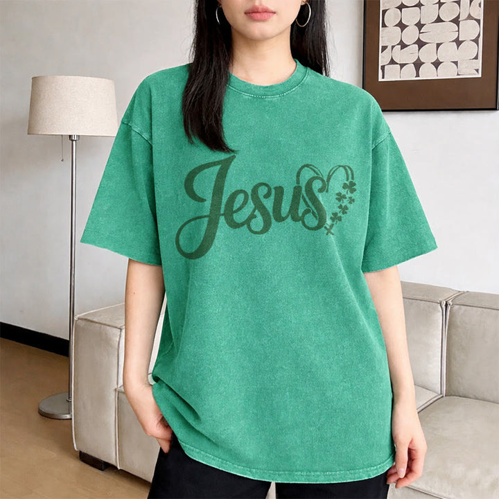 Christianartworkshop „Es ist niemals Glück, es ist immer Gott“ – Jesus Unisex-T-Shirt (vorgewaschen) - image 5