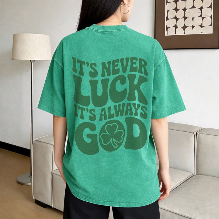 Christianartworkshop „Es ist niemals Glück, es ist immer Gott“ – Jesus Unisex-T-Shirt (vorgewaschen) - image 4