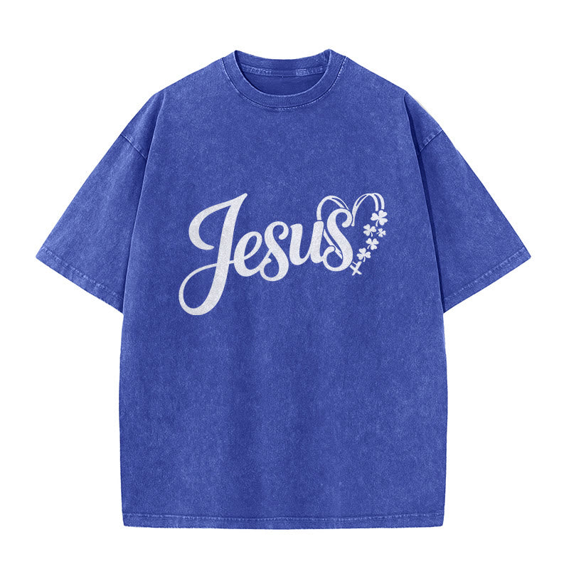 Christianartworkshop „Es ist niemals Glück, es ist immer Gott“ – Jesus Unisex-T-Shirt (vorgewaschen) - image 15