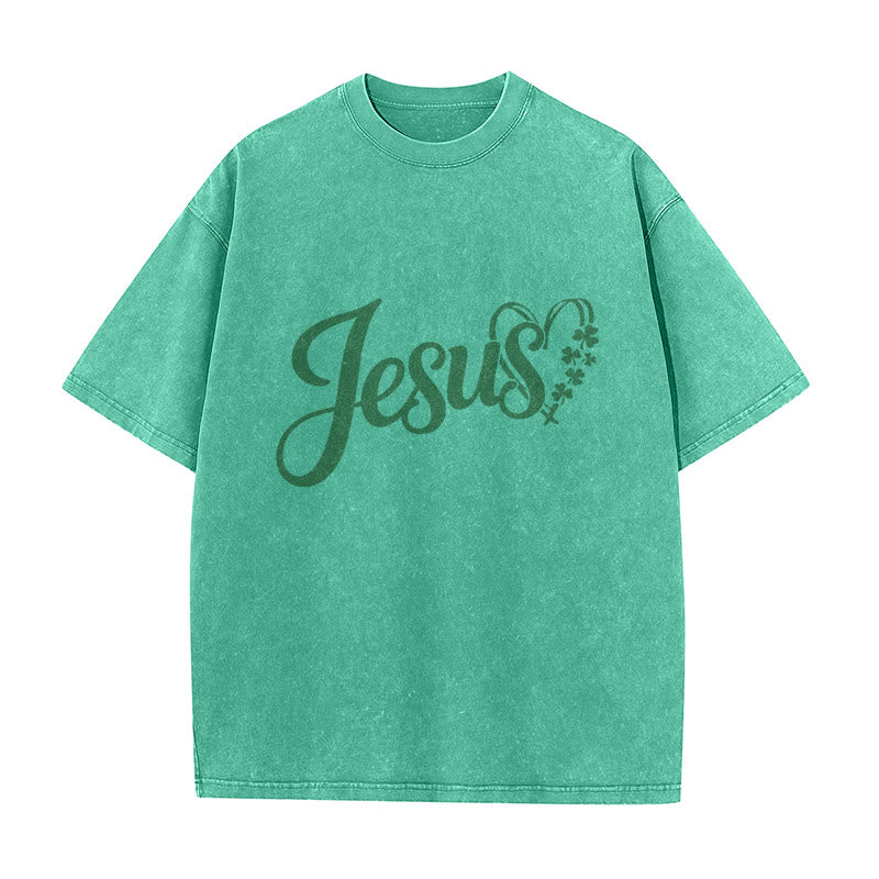 Christianartworkshop „Es ist niemals Glück, es ist immer Gott“ – Jesus Unisex-T-Shirt (vorgewaschen) - image 1