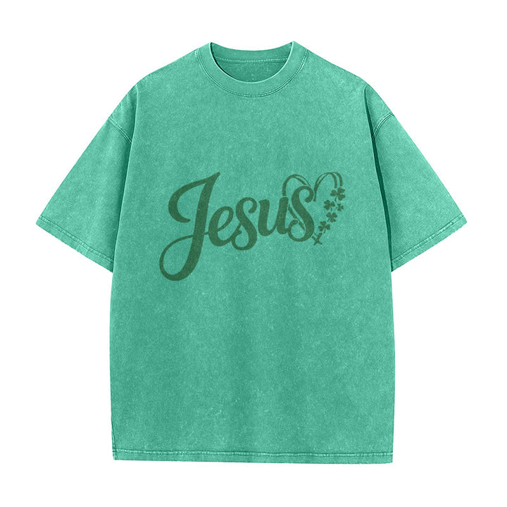 Christianartworkshop „Es ist niemals Glück, es ist immer Gott“ – Jesus Unisex-T-Shirt (vorgewaschen) - image 1