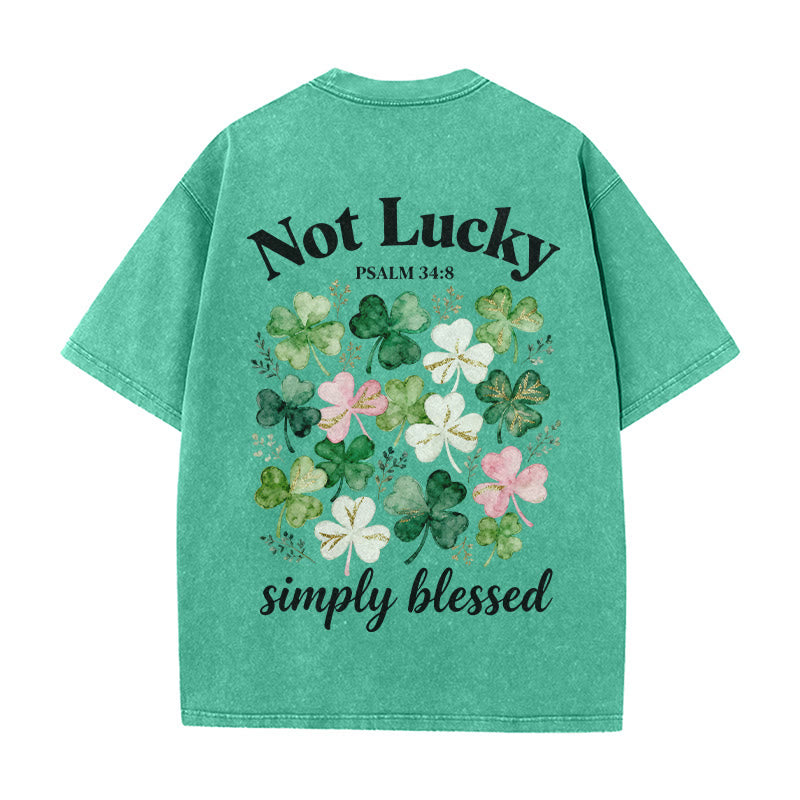 Christianartworkshop Nicht glücklich, einfach gesegnet Psalm 34:8 Unisex-T-Shirt (vorgewaschen) - Grün - 5XL - image 6