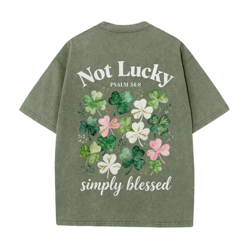 Christianartworkshop Nicht glücklich, einfach gesegnet Psalm 34:8 Unisex-T-Shirt (vorgewaschen) - Armeegrün - 5XL - image 0