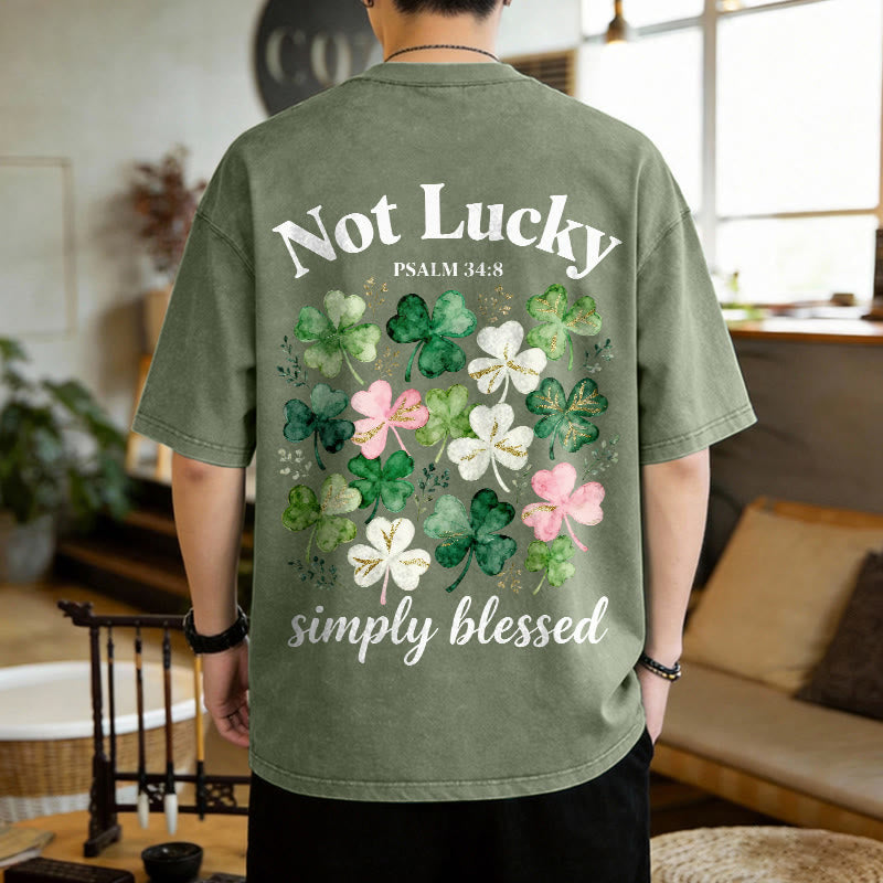 Christianartworkshop Nicht glücklich, einfach gesegnet Psalm 34:8 Unisex-T-Shirt (vorgewaschen) - image 2
