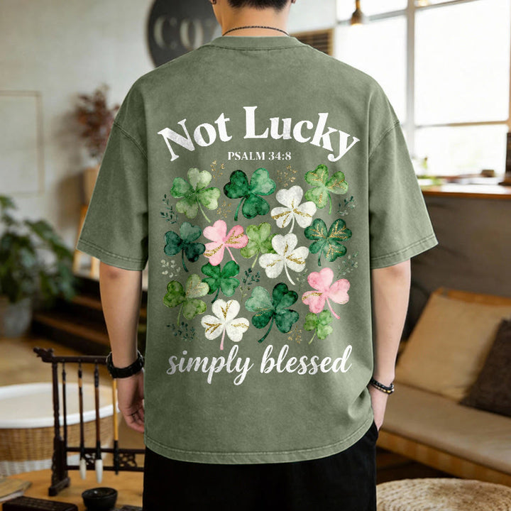 Christianartworkshop Nicht glücklich, einfach gesegnet Psalm 34:8 Unisex-T-Shirt (vorgewaschen) - image 2