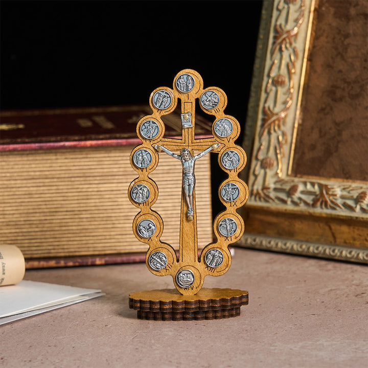 Christianartworkshop 14 Stationen des Kreuzwegs – Tischdekoration aus Holz: Verkörpere seinen heiligen Weg - Klein - image 4