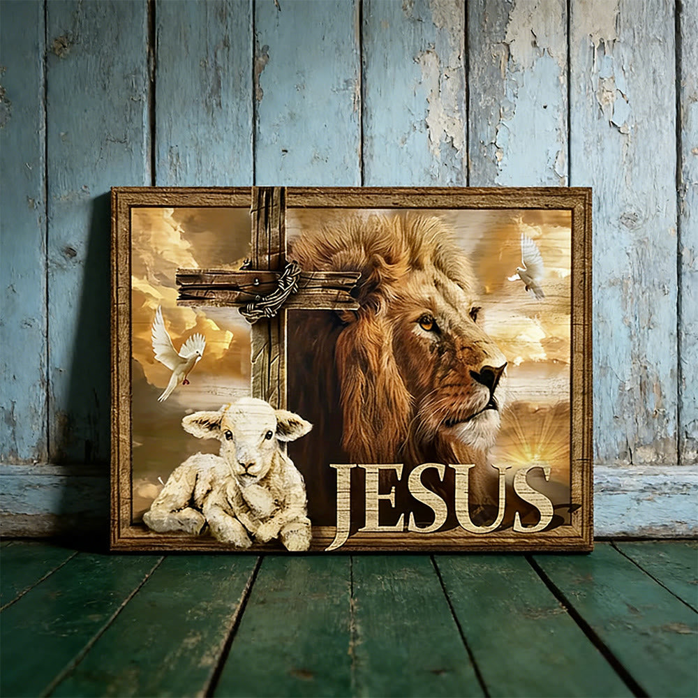 Christianartworkshop Wandbild „Löwe von Juda & Lamm Gottes“: Heilige Symbole der Stärke - image 1