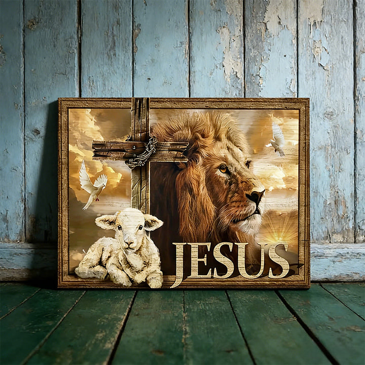 Christianartworkshop Wandbild „Löwe von Juda & Lamm Gottes“: Heilige Symbole der Stärke - image 1