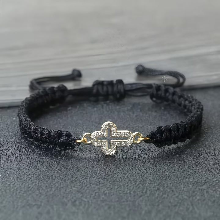 Christianartworkshop Gewebtes Kordelkreuz mit schimmerndem Kreuzarmband: Verankern Sie Ihren Glauben in seiner beständigen Gegenwart - Schwarz - image 4