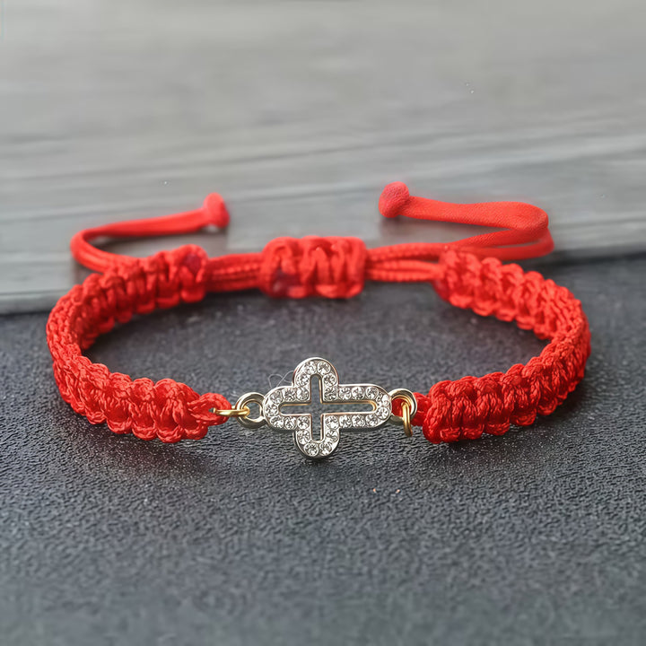 Christianartworkshop Gewebtes Kordelkreuz mit schimmerndem Kreuzarmband: Verankern Sie Ihren Glauben in seiner beständigen Gegenwart - Rot - image 0