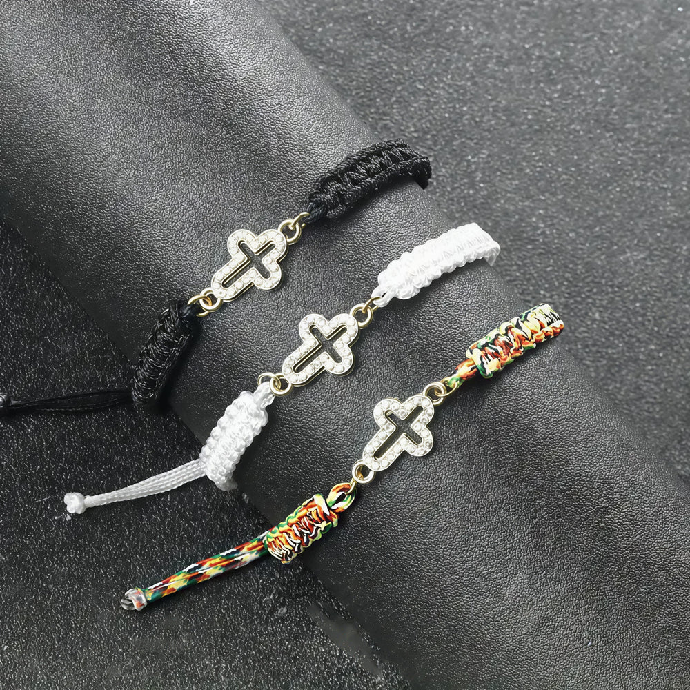 Christianartworkshop Gewebtes Kordelkreuz mit schimmerndem Kreuzarmband: Verankern Sie Ihren Glauben in seiner beständigen Gegenwart - image 1