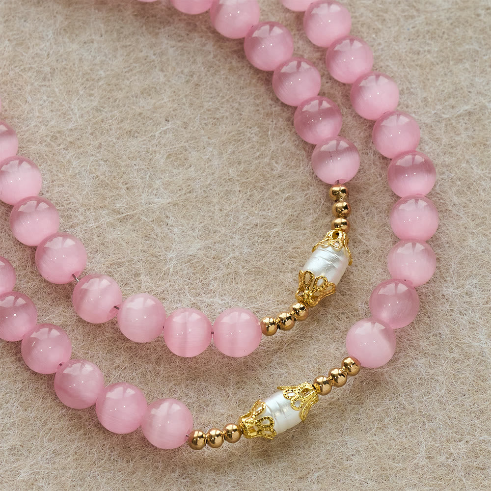 Christianartworkshop Rosenkranz „Unsere Liebe Frau“ aus rosa Katzenaugen- und Acrylperlen: Verkörperung heiliger Liebe und sanfter Andacht - image 7