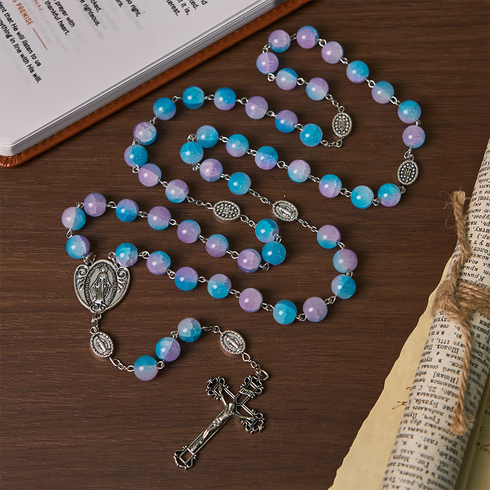 Christianartworkshop Rosenkranz Unserer Lieben Frau aus blau-violetten Glasperlen: Verkörperung heiliger Liebe und stiller Andacht - image 5