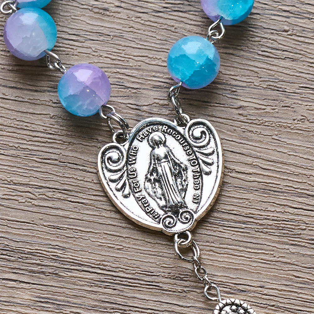 Christianartworkshop Rosenkranz Unserer Lieben Frau aus blau-violetten Glasperlen: Verkörperung heiliger Liebe und stiller Andacht - image 7