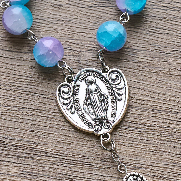 Christianartworkshop Rosenkranz Unserer Lieben Frau aus blau-violetten Glasperlen: Verkörperung heiliger Liebe und stiller Andacht - image 7