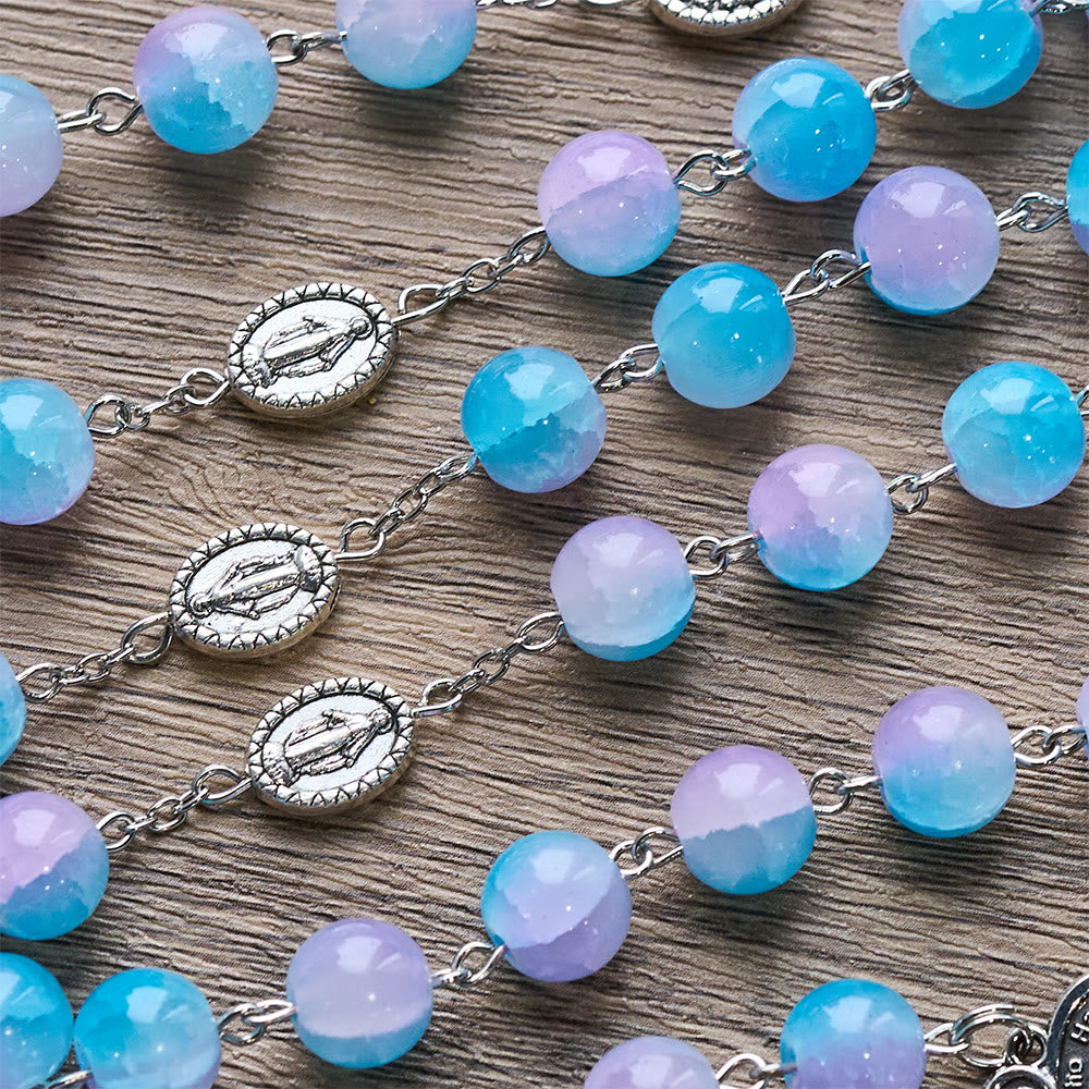 Christianartworkshop Rosenkranz Unserer Lieben Frau aus blau-violetten Glasperlen: Verkörperung heiliger Liebe und stiller Andacht - image 6